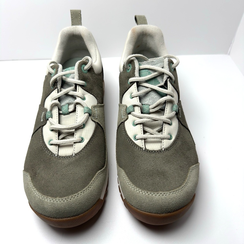 Oboz Women's Size 10 Gray Green Suede Hiking Walking Trail Shoes Gum Sole